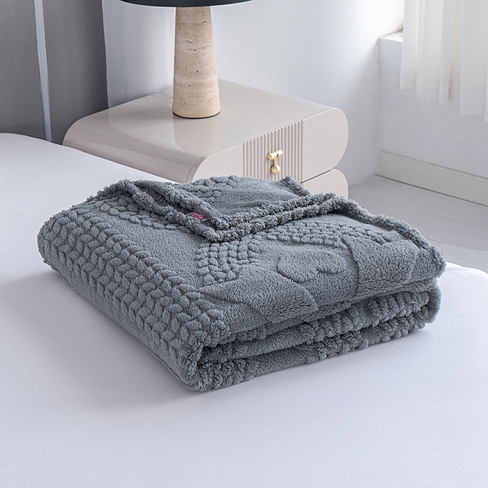 91家纺网 家纺一手货源 找家纺 楼兰公主 2025春夏新款塔芙绒毛毯毯子多功能盖毯 塔芙绒蝴蝶结-深灰