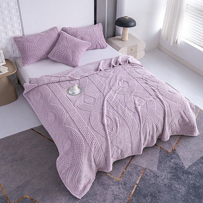 楼兰公主 2025春夏新款塔芙绒毛毯毯子多功能盖毯 塔芙绒蝴蝶结-紫色