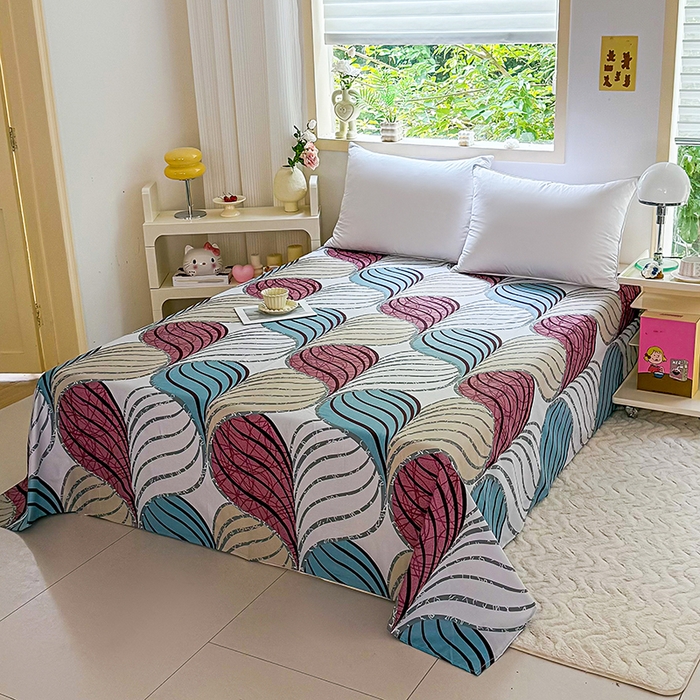 91家纺网 家纺一手货源 找家纺 梵巢家纺 2025新款加厚芦荟棉床单磨毛化纤床单 片片梦境