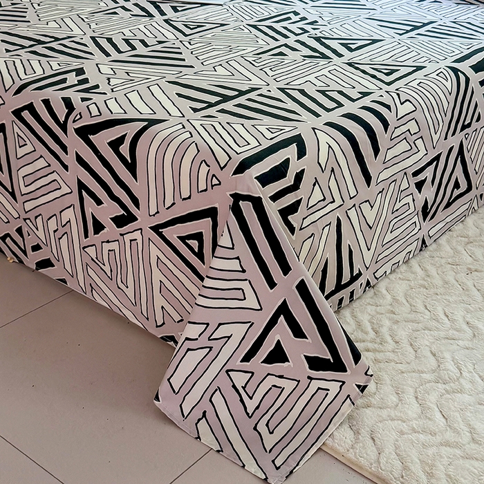 91家纺网 家纺一手货源 找家纺 梵巢家纺 2025新款加厚芦荟棉床单磨毛化纤床单 三角几何