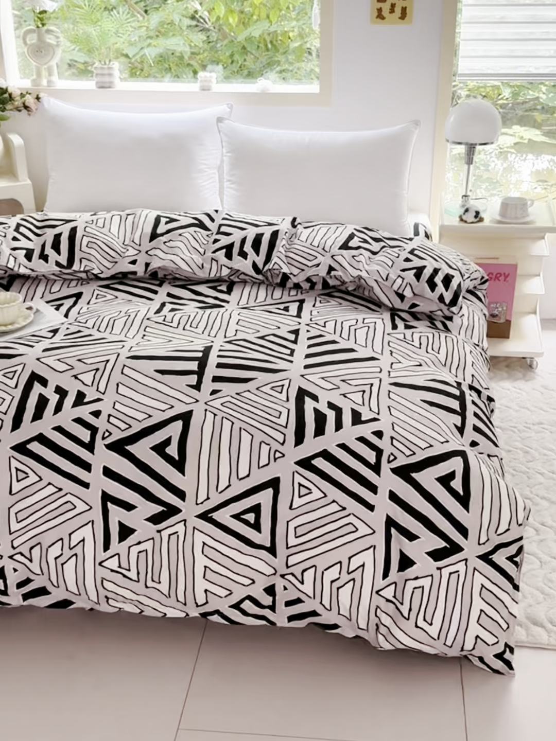 91家纺网 家纺一手货源 找家纺 梵巢家纺 芦荟棉被套，被罩化纤被套 三角几何