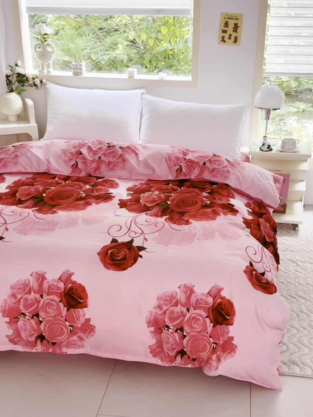 91家纺网 家纺一手货源 找家纺 梵巢家纺 芦荟棉被套，被罩化纤被套  玫瑰之约