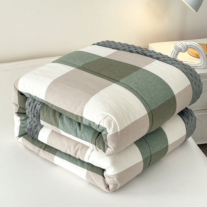 91家纺网 家纺一手货源 找家纺 鸣升家纺 2025新款全棉豆豆被被子被芯 绿大格