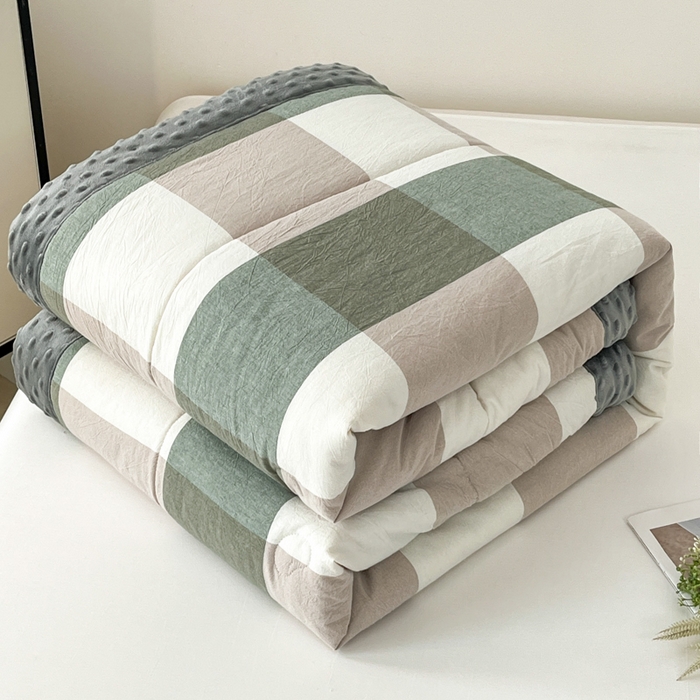 91家纺网 家纺一手货源 找家纺 鸣升家纺 2025新款全棉豆豆被被子被芯 绿大格