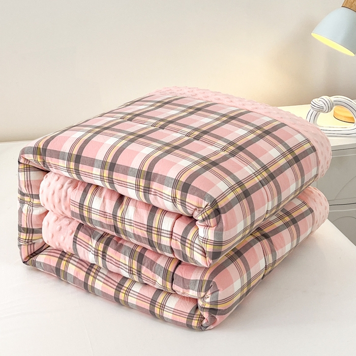 91家纺网 家纺一手货源 找家纺 鸣升家纺 2025新款全棉豆豆被被子被芯 莫妮卡粉