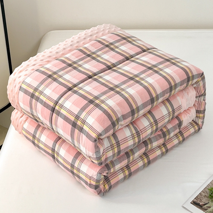 91家纺网 家纺一手货源 找家纺 鸣升家纺 2025新款全棉豆豆被被子被芯 莫妮卡粉