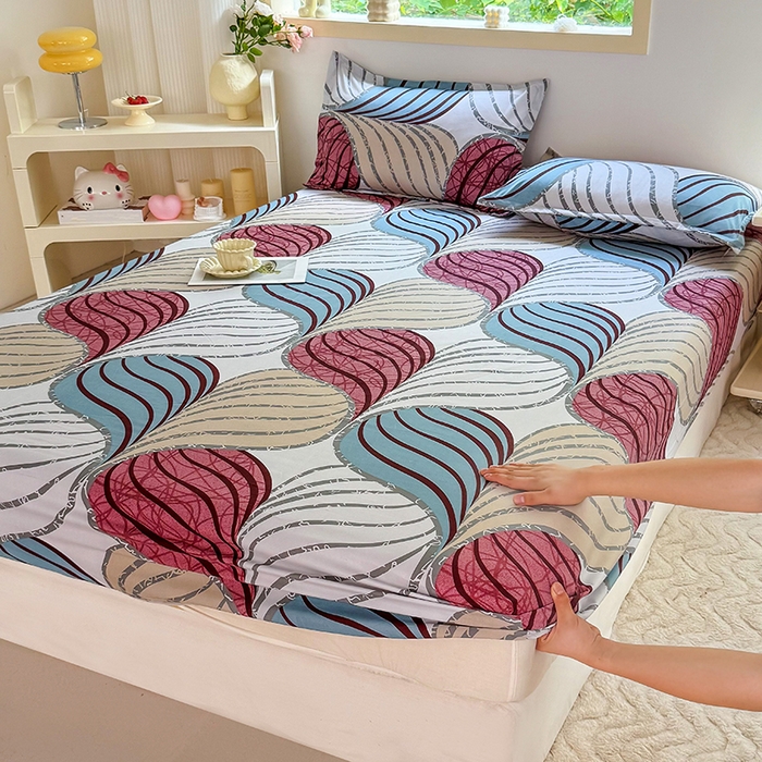 91家纺网 家纺一手货源 找家纺 梵巢家纺 2025新款芦荟棉四件套和单品印花四件套 床笠款四件套 片片梦境