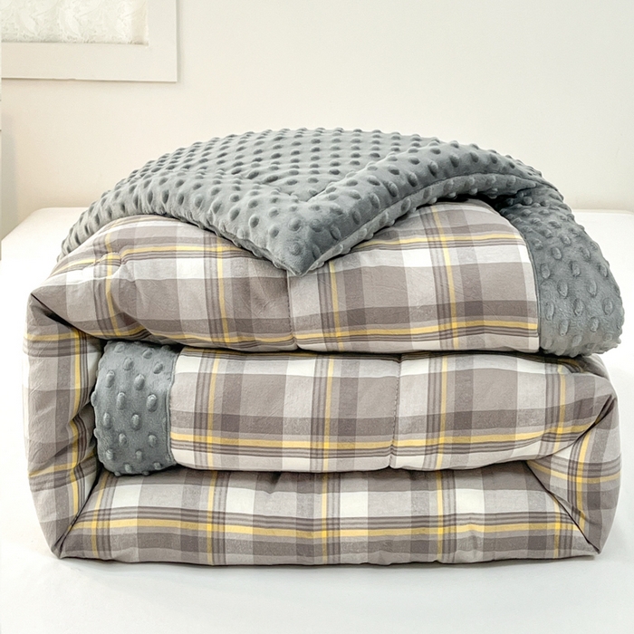 鸣升家纺 2025新款全棉豆豆被被子被芯 莫妮卡灰