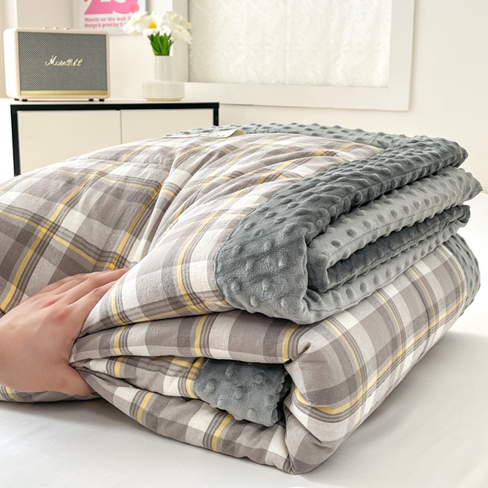 91家纺网 家纺一手货源 找家纺 鸣升家纺 2025新款全棉豆豆被被子被芯 莫妮卡灰