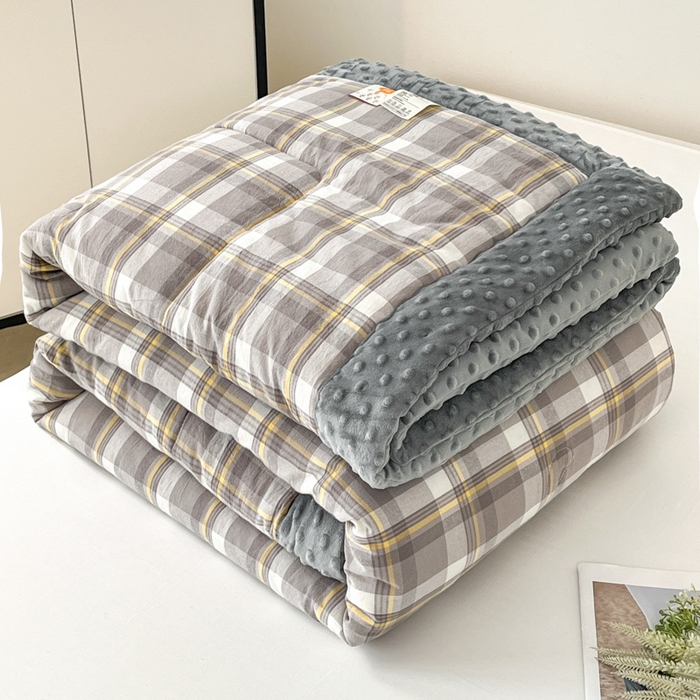 91家纺网 家纺一手货源 找家纺 鸣升家纺 2025新款全棉豆豆被被子被芯 莫妮卡灰