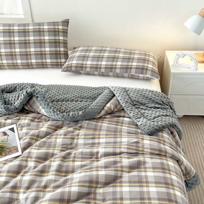 91家纺网 家纺一手货源 找家纺 鸣升家纺 2025新款全棉豆豆被被子被芯 莫妮卡灰