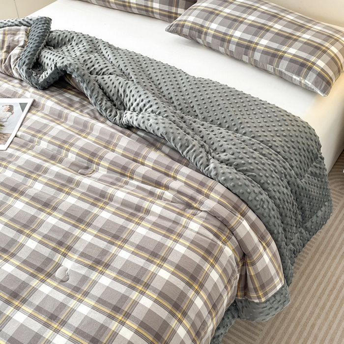 91家纺网 家纺一手货源 找家纺 鸣升家纺 2025新款全棉豆豆被被子被芯 莫妮卡灰