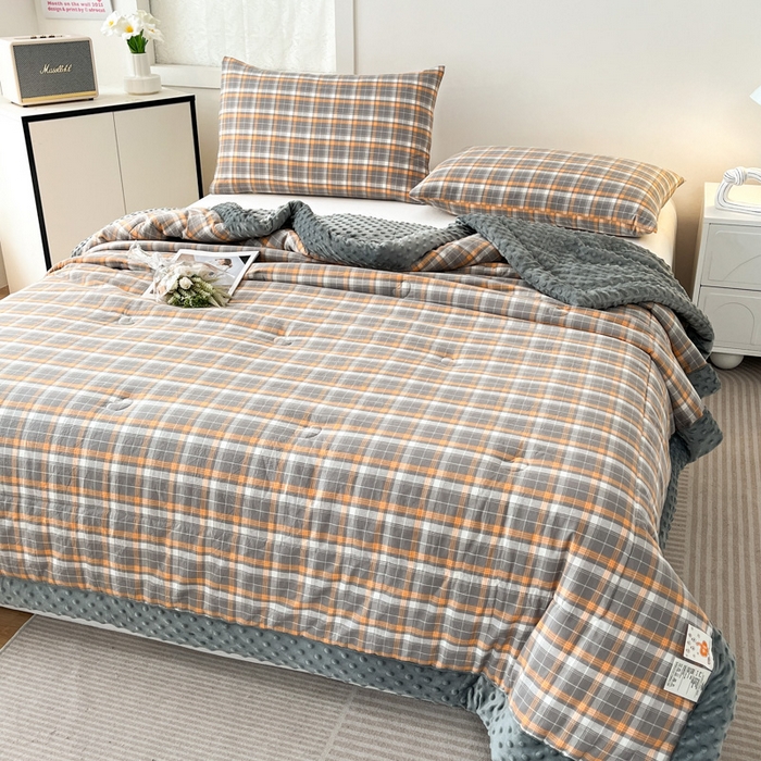 91家纺网 家纺一手货源 找家纺 鸣升家纺 2025新款全棉豆豆被被子被芯 南国灰