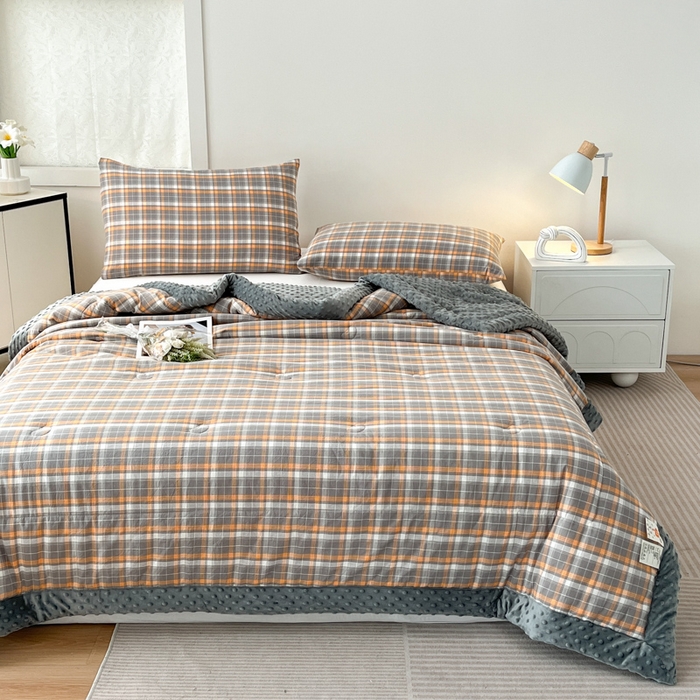 91家纺网 家纺一手货源 找家纺 鸣升家纺 2025新款全棉豆豆被被子被芯 南国灰