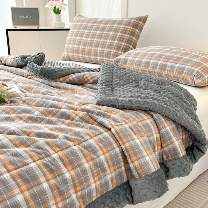 91家纺网 家纺一手货源 找家纺 鸣升家纺 2025新款全棉豆豆被被子被芯 南国灰