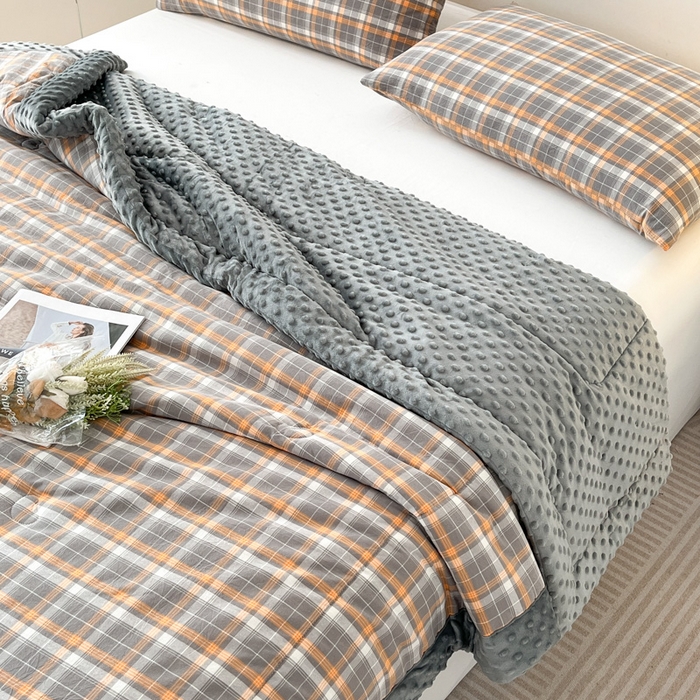 91家纺网 家纺一手货源 找家纺 鸣升家纺 2025新款全棉豆豆被被子被芯 南国灰