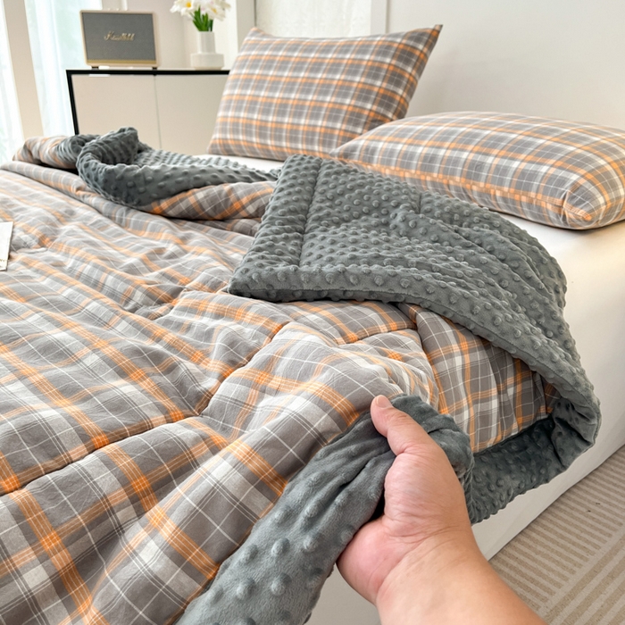 91家纺网 家纺一手货源 找家纺 鸣升家纺 2025新款全棉豆豆被被子被芯 南国灰