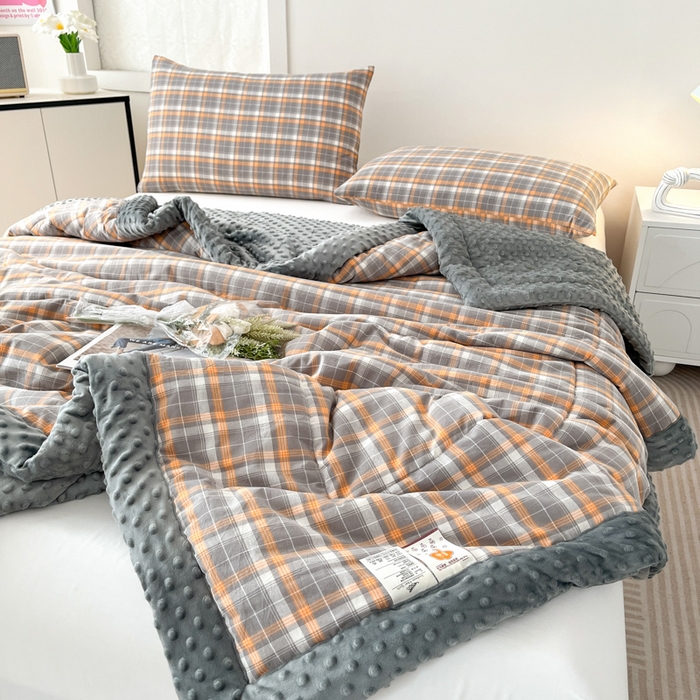 91家纺网 家纺一手货源 找家纺 鸣升家纺 2025新款全棉豆豆被被子被芯 南国灰