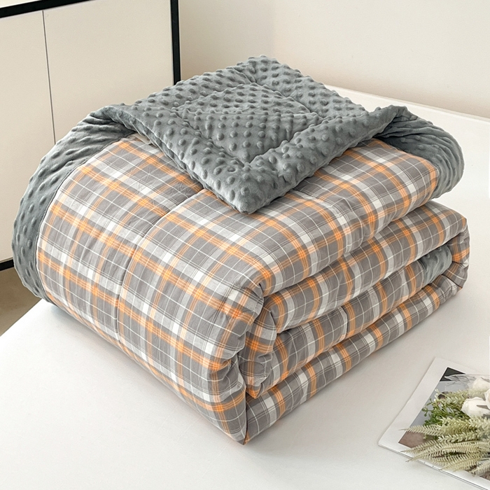 91家纺网 家纺一手货源 找家纺 鸣升家纺 2025新款全棉豆豆被被子被芯 南国灰