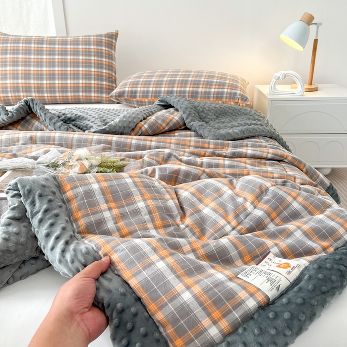 91家纺网 家纺一手货源 找家纺 鸣升家纺 2025新款全棉豆豆被被子被芯 南国灰