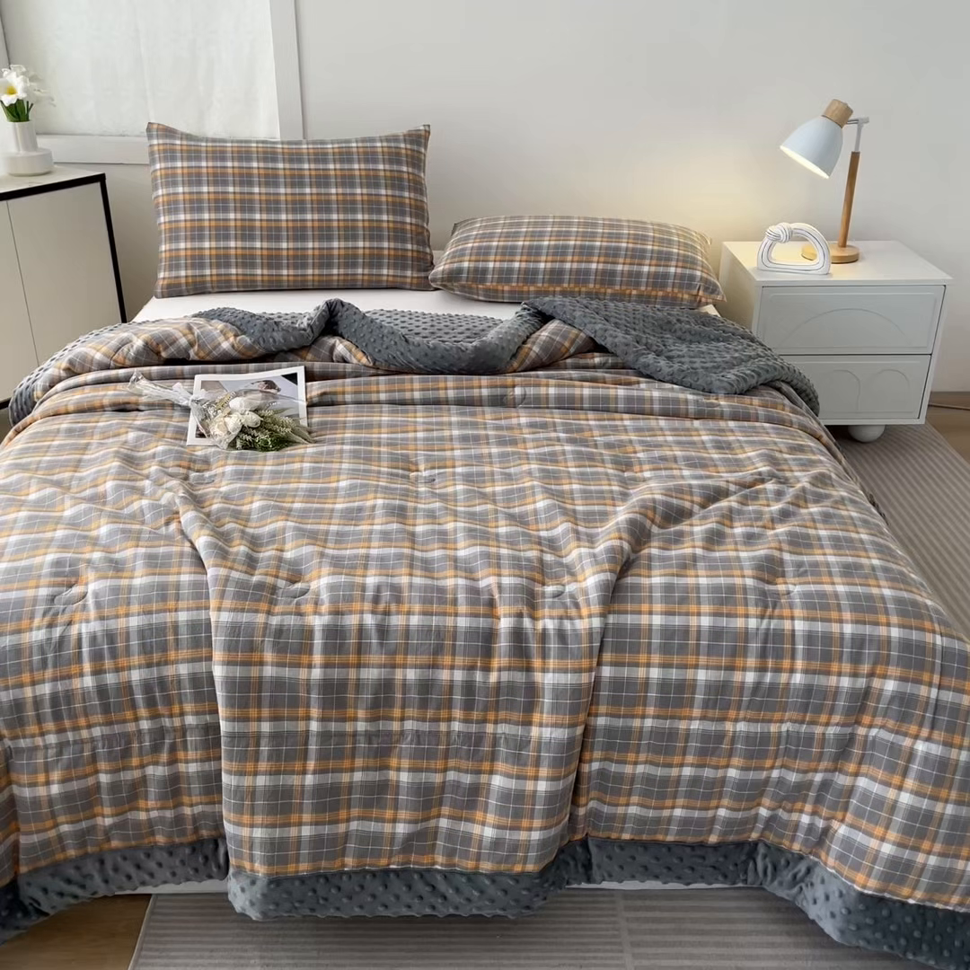 91家纺网 家纺一手货源 找家纺 鸣升家纺 2025新款全棉豆豆被被子被芯 南国灰