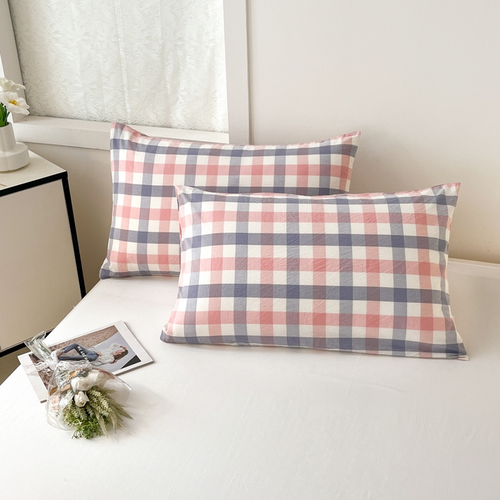 91家纺网 家纺一手货源 找家纺 鸣升家纺 2025新款全棉豆豆被被子被芯 七彩格粉