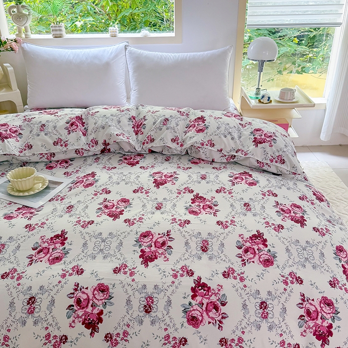 91家纺网 家纺一手货源 找家纺 梵巢家纺 芦荟棉三四件套，床单，被套，枕套化纤四件套 春意盎然