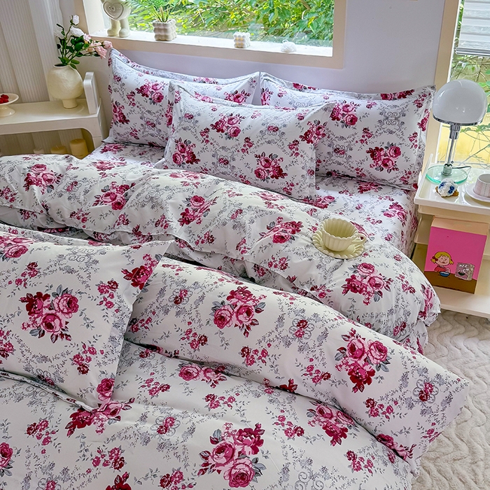 91家纺网 家纺一手货源 找家纺 梵巢家纺 芦荟棉三四件套，床单，被套，枕套化纤四件套 春意盎然