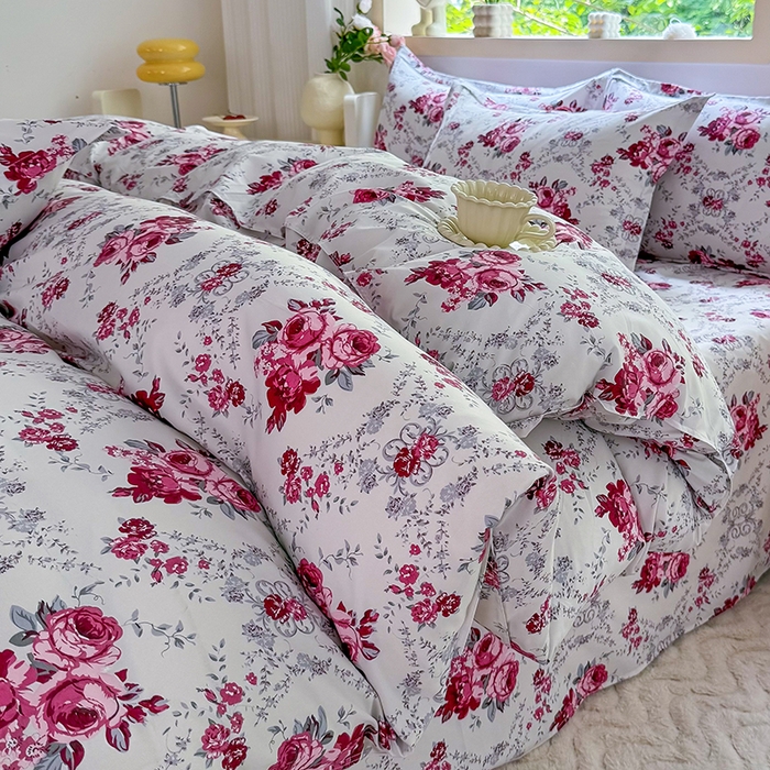 91家纺网 家纺一手货源 找家纺 梵巢家纺 芦荟棉三四件套，床单，被套，枕套化纤四件套 春意盎然