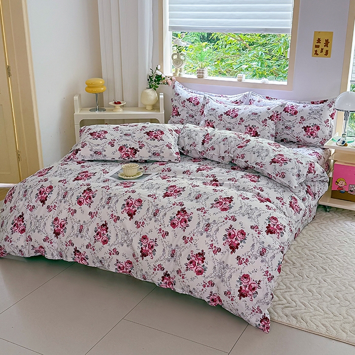 91家纺网 家纺一手货源 找家纺 梵巢家纺 芦荟棉三四件套，床单，被套，枕套化纤四件套 春意盎然