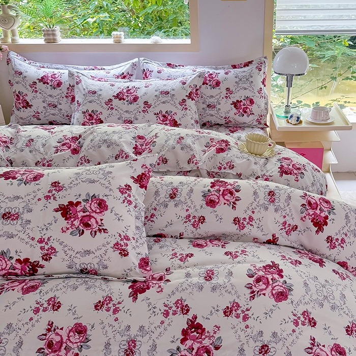 91家纺网 家纺一手货源 找家纺 梵巢家纺 芦荟棉三四件套，床单，被套，枕套化纤四件套 春意盎然