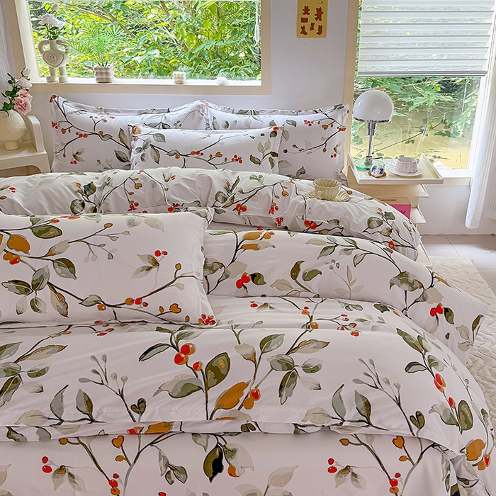 91家纺网 家纺一手货源 找家纺 梵巢家纺 芦荟棉三四件套，床单，被套，枕套化纤四件套 叶凡浮青