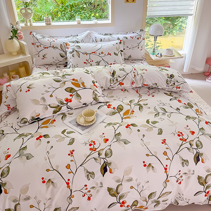 91家纺网 家纺一手货源 找家纺 梵巢家纺 芦荟棉三四件套，床单，被套，枕套化纤四件套 叶凡浮青