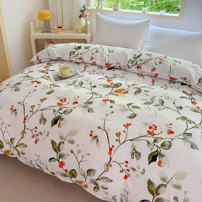 91家纺网 家纺一手货源 找家纺 梵巢家纺 芦荟棉三四件套，床单，被套，枕套化纤四件套 叶凡浮青