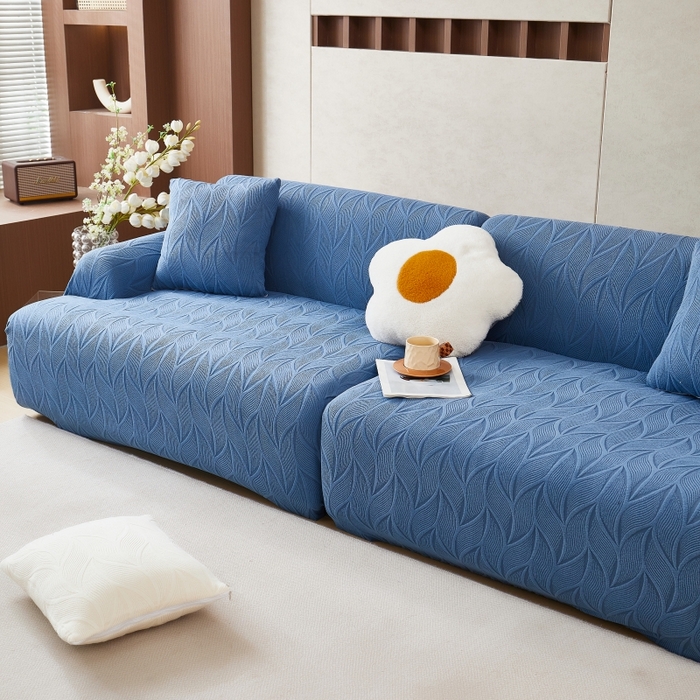 91家纺网 家纺一手货源 找家纺 （总）丝绮鹿 2025新款雕花绒玉叶沙发套直排松紧款