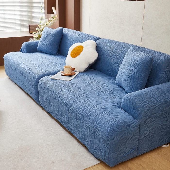 91家纺网 家纺一手货源 找家纺 （总）丝绮鹿 2025新款雕花绒玉叶沙发套直排松紧款