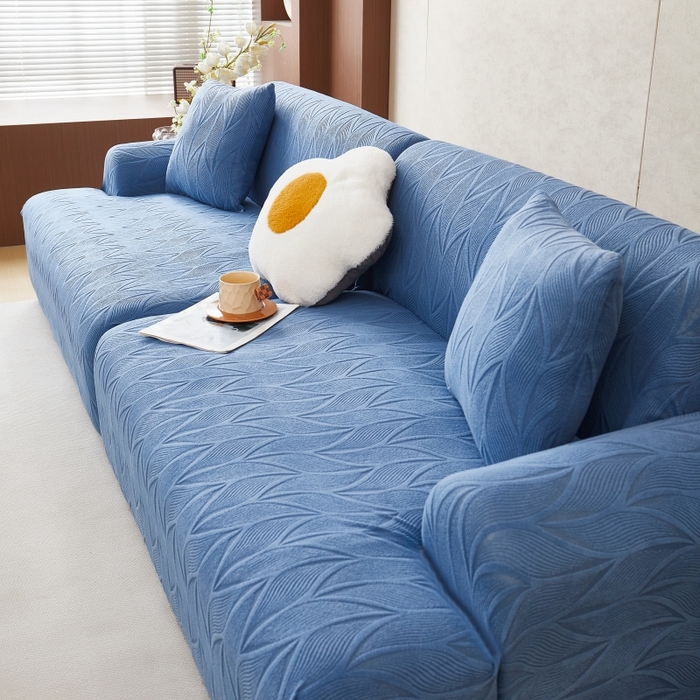 91家纺网 家纺一手货源 找家纺 （总）丝绮鹿 2025新款雕花绒玉叶沙发套直排松紧款