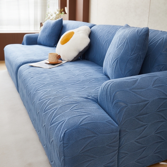 91家纺网 家纺一手货源 找家纺 （总）丝绮鹿 2025新款雕花绒玉叶沙发套直排松紧款