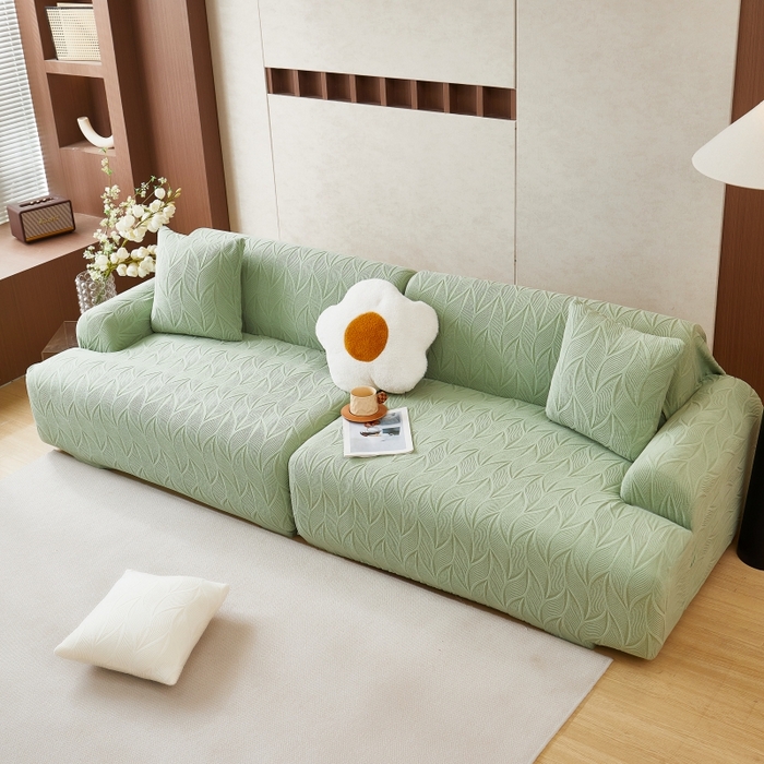 91家纺网 家纺一手货源 找家纺 （总）丝绮鹿 2025新款雕花绒玉叶沙发套直排松紧款