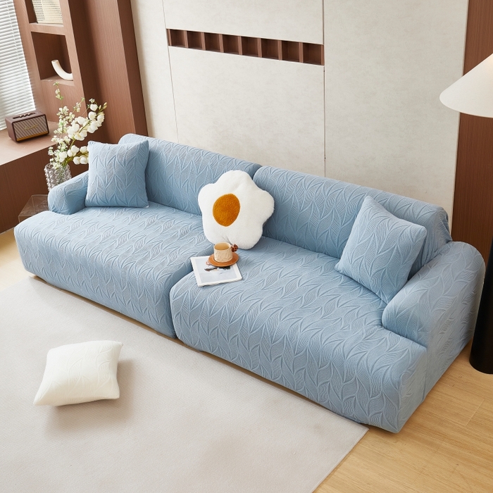 91家纺网 家纺一手货源 找家纺 （总）丝绮鹿 2025新款雕花绒玉叶沙发套直排松紧款