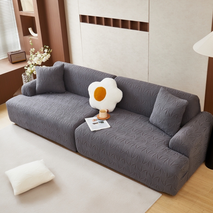 91家纺网 家纺一手货源 找家纺 （总）丝绮鹿 2025新款雕花绒玉叶沙发套直排松紧款