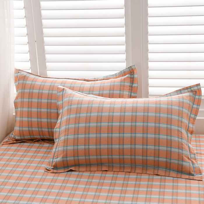 91家纺网 家纺一手货源 找家纺 润淳家居 2025新款A类全棉水洗棉四件套三件套布拉格 桔