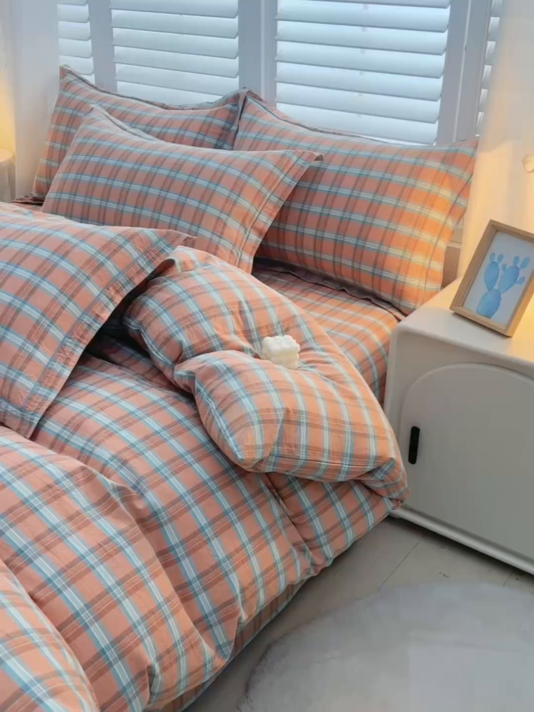 91家纺网 家纺一手货源 找家纺 润淳家居 2025新款A类全棉水洗棉四件套三件套布拉格 桔