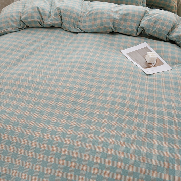 91家纺网 家纺一手货源 找家纺 润淳家居 2025新款A类全棉水洗棉四件套三件套麦芽 灰绿