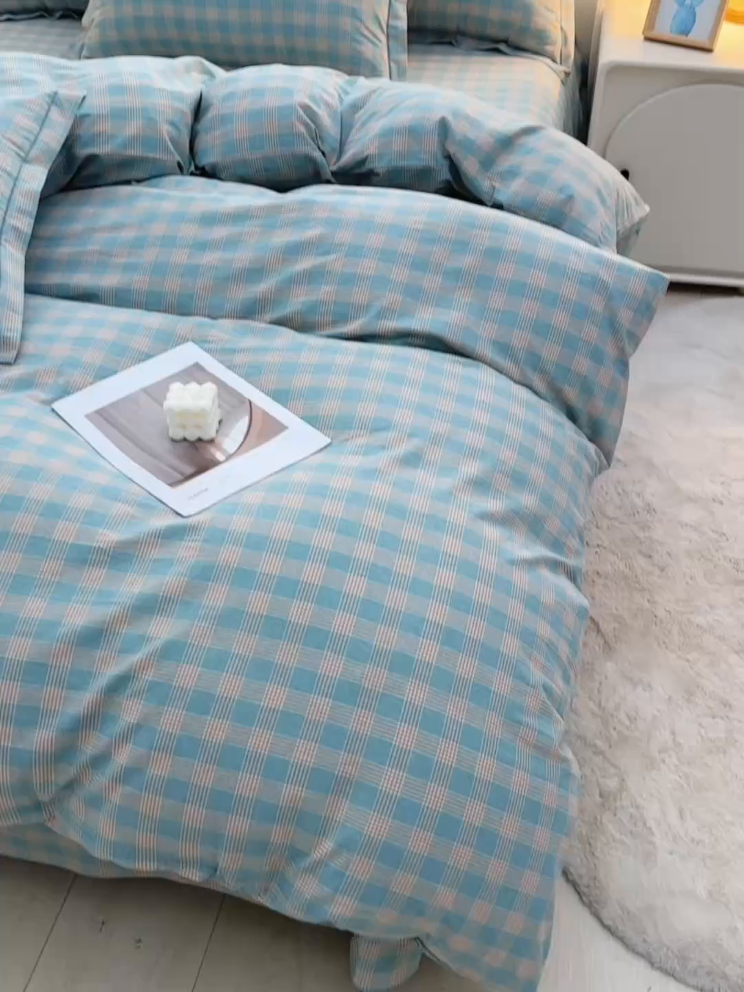 91家纺网 家纺一手货源 找家纺 润淳家居 2025新款A类全棉水洗棉四件套三件套麦芽 灰绿