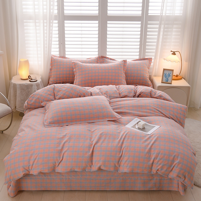 （总）润淳家居 2025新款A类全棉水洗棉四件套三件套麦芽 桔