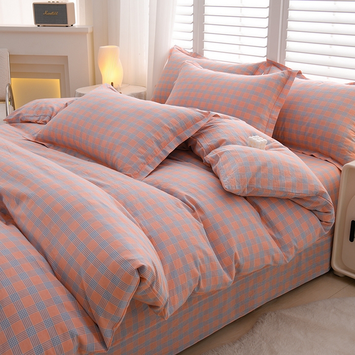 91家纺网 家纺一手货源 找家纺 （总）润淳家居 2025新款A类全棉水洗棉四件套三件套麦芽 桔