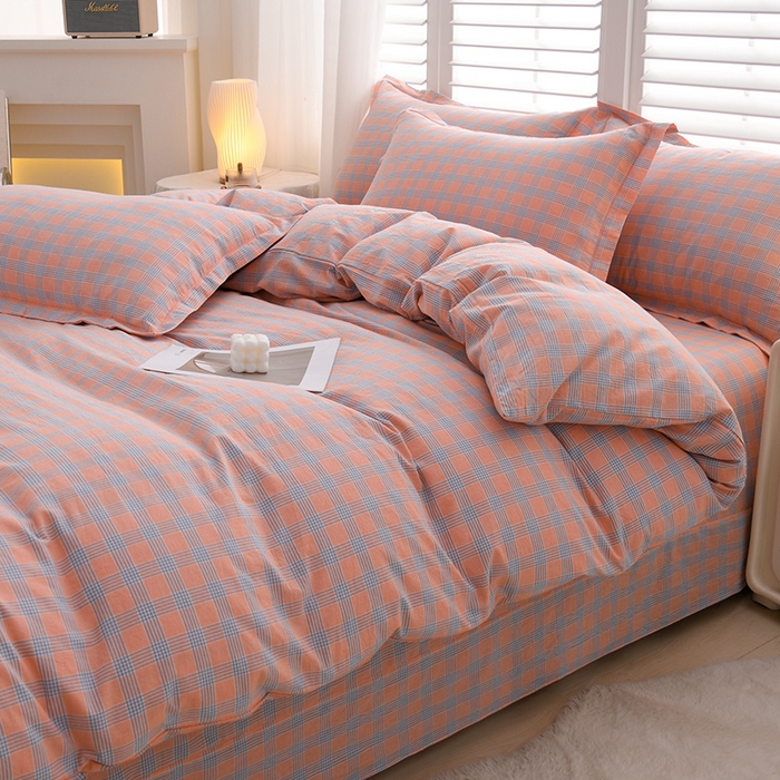 91家纺网 家纺一手货源 找家纺 （总）润淳家居 2025新款A类全棉水洗棉四件套三件套麦芽 桔