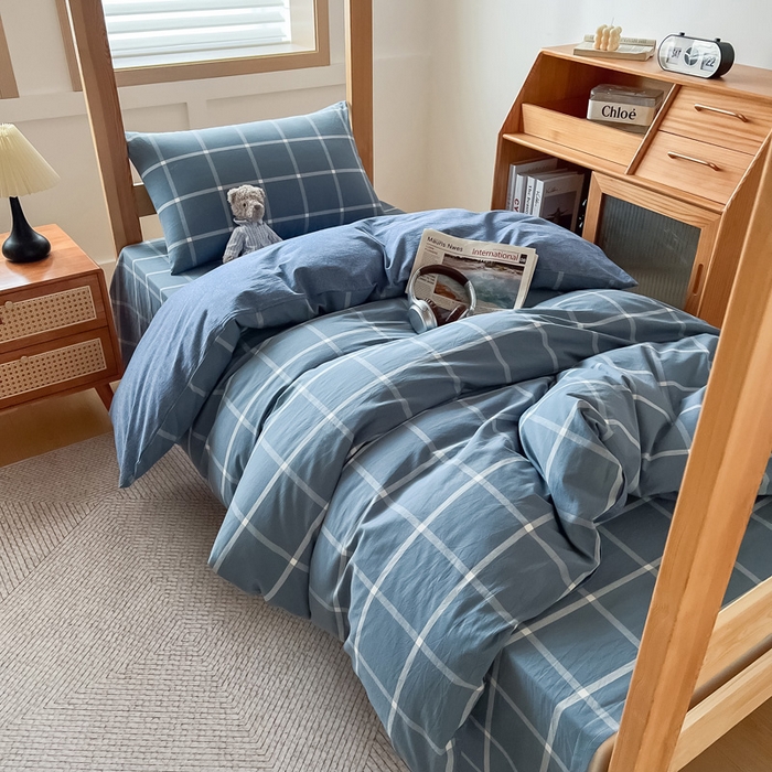 91家纺网 家纺一手货源 找家纺 （总）鸣升家纺 2025新款全棉纯棉色织水洗棉学生三件套