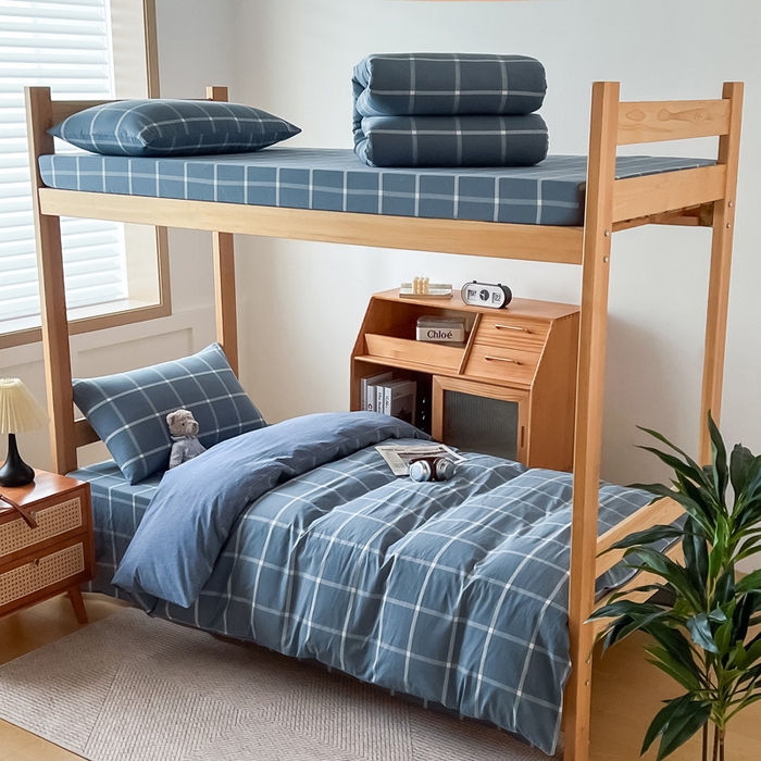 91家纺网 家纺一手货源 找家纺 （总）鸣升家纺 2025新款全棉纯棉色织水洗棉学生三件套